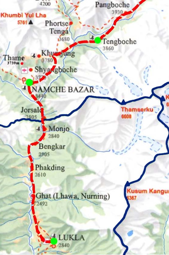 Route map - Lukla to Namche